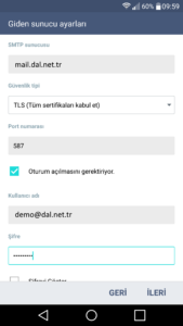 Android Mail Kurulumu