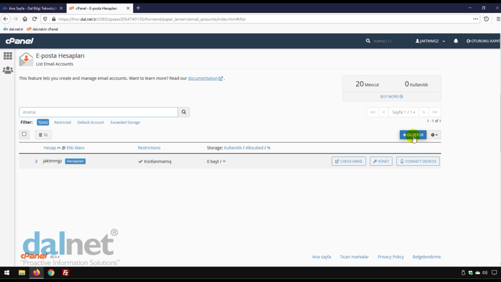 cPanel'de E-Posta hesabı oluşturma - 3