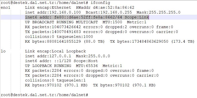 Sunucuda IPv6 Görüntüleme