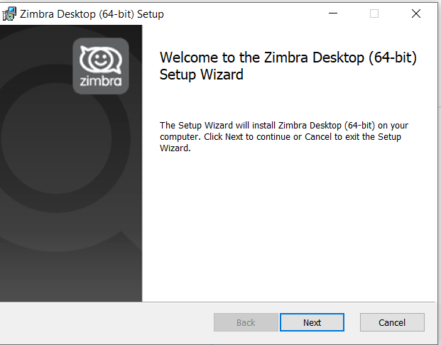 Zimbra Desktop Kurulum Ekranı