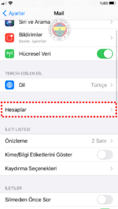 FB POP 2 fenerbahce.com.tr iPhone E-Posta Hesabı Kurulumu